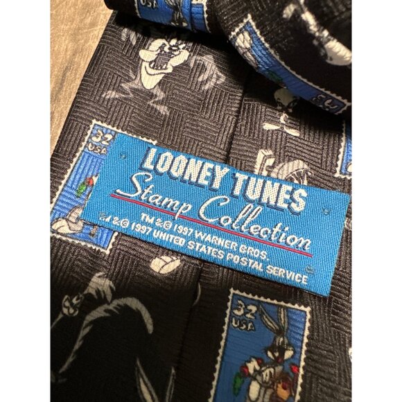 Looney Tunes Stamp Collection Ties By Warner Bros Mosiac Parquet Embossed Silk N - Picture 4 of 5
